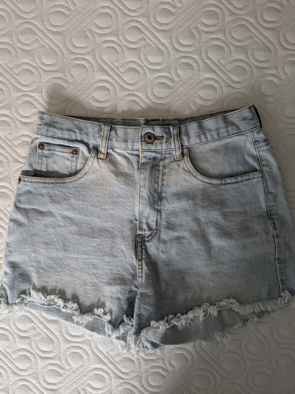 Love Tree Light Blue Frayed Hem Denim Shorts